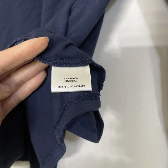 EILEEN FISHER navy blue knit lightweight long sleeve pullover shirt size Large - Picture 2 of 4